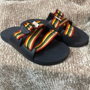 Chaco Navy Sandals with Striped Straps